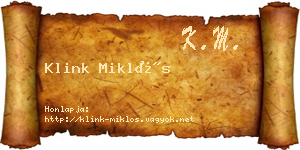 Klink Miklós névjegykártya